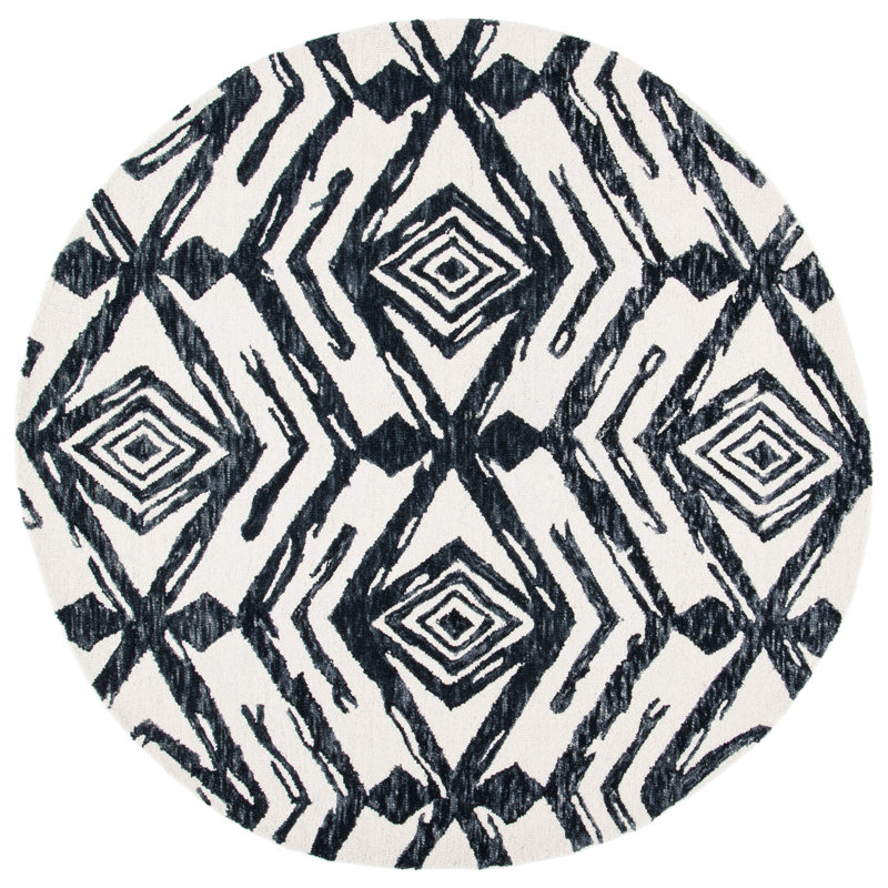 Kavin Hand Tufted Wool And Cotton With Latex Southwestern Rug, Round 6'