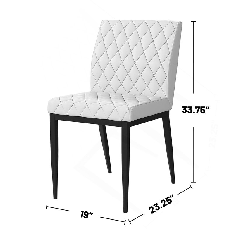 Ensemble de 2 chaises de salle à manger en similicuir et en métal noir et ivoire