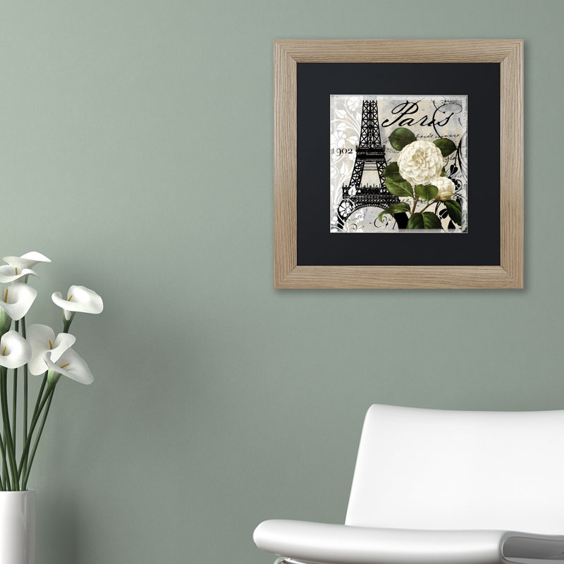 Jadaya «Paris Blanc I», impression encadrée, Noir, H 16 po x l 16 po, Toile avec cadre brun