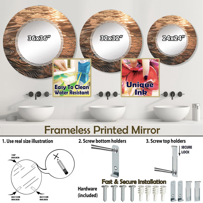 Miroir mural Vanves, 32 po x 32 po