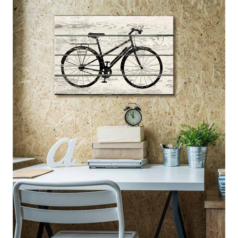 Silhouette de bicyclette, art de maison rustique, H 24 po x l 36 po