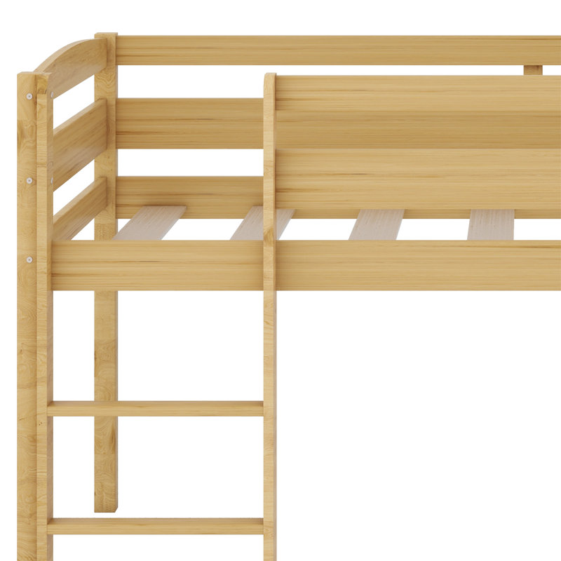Lit mezzanine bas en bois avec échelle