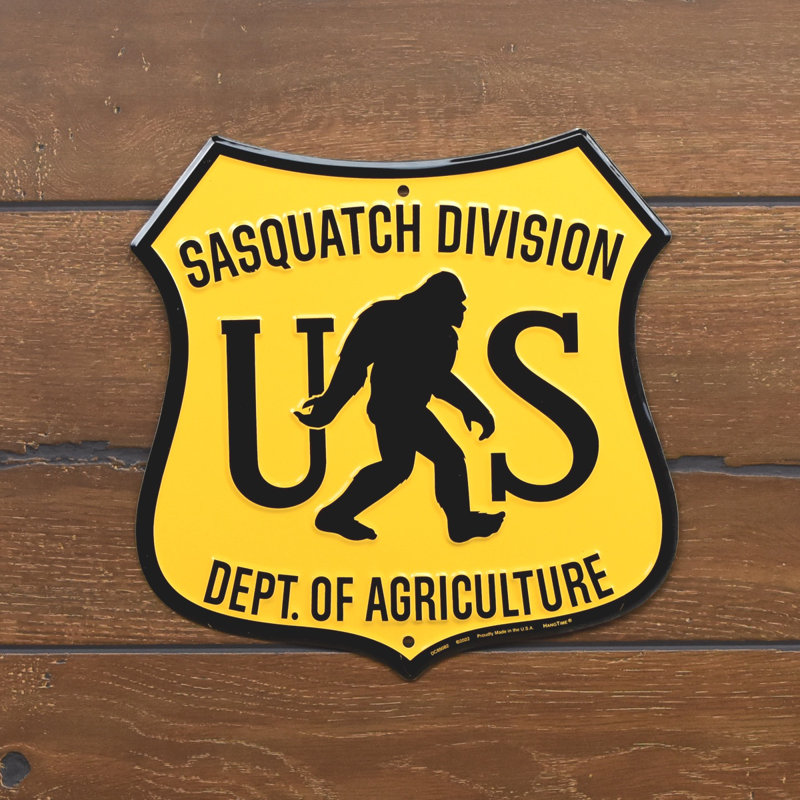 Sasquatch Division Bigfoot Metal Man Cave Mens Room Wall Sign Rustic Home Decor