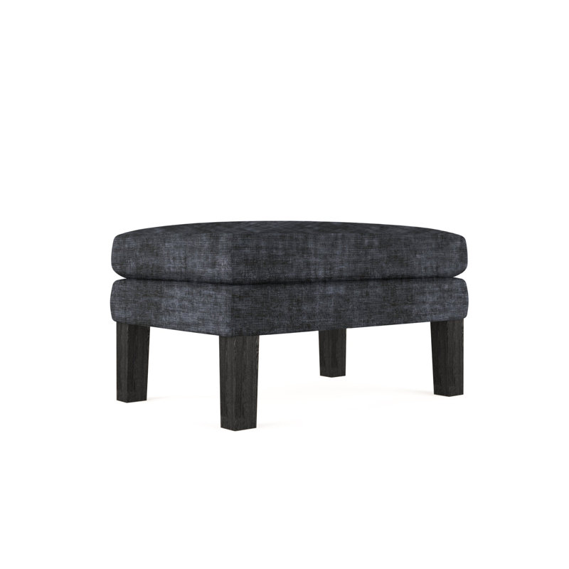 Charlton Ottoman, Plush Velvet Blue Print, Weathered
