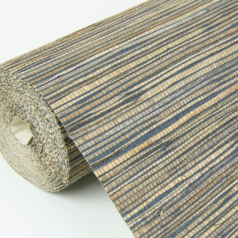 Loom Abstract Grass Cloth Wallpaper Roll, Blue