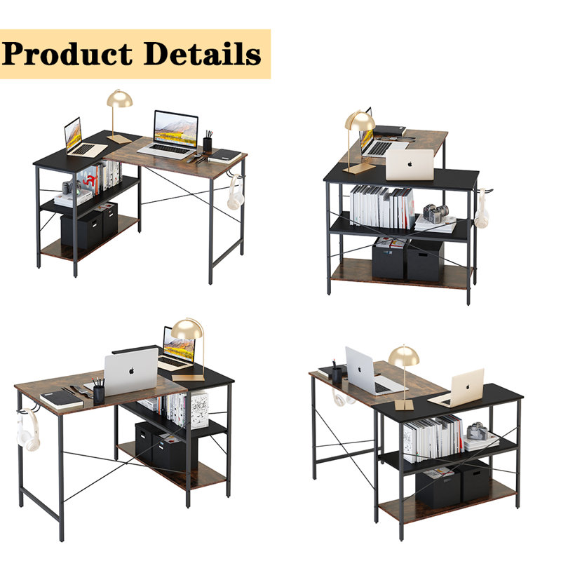 Bureau en L Gisa, Brun / noir