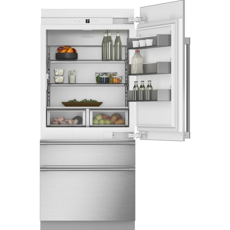 Monogram 36" W Premium Left Hinge Integrated Bottom Freezer Refrigerator, Panel Ready, Statement, Custom Panel, Left
