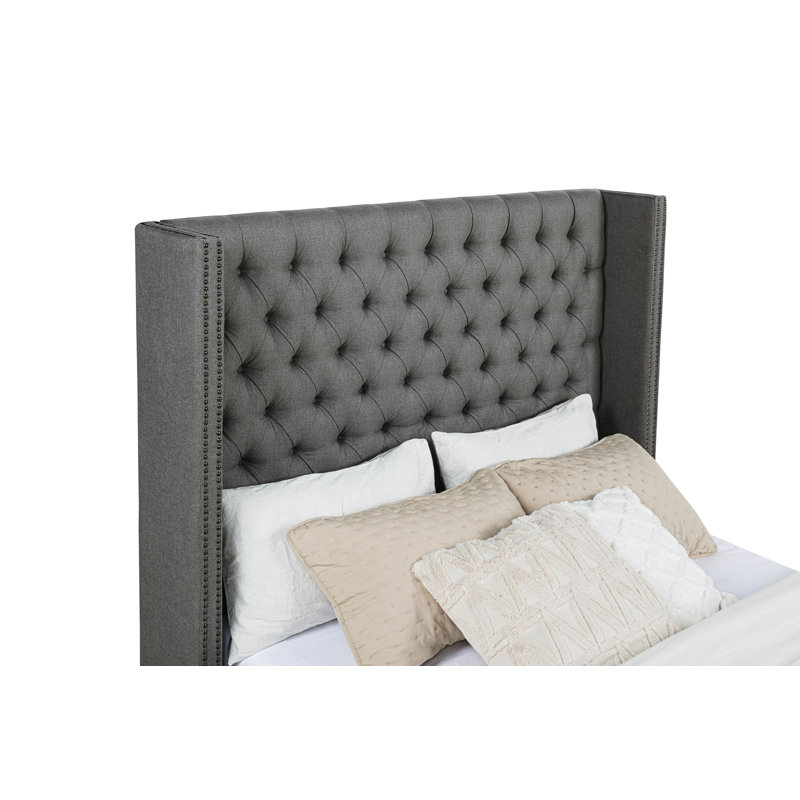 Lit de banc rembourré Bancroft gris Eastern, Double