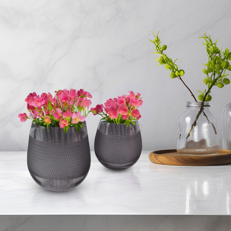 Vase de table en verre Amireah, Gris