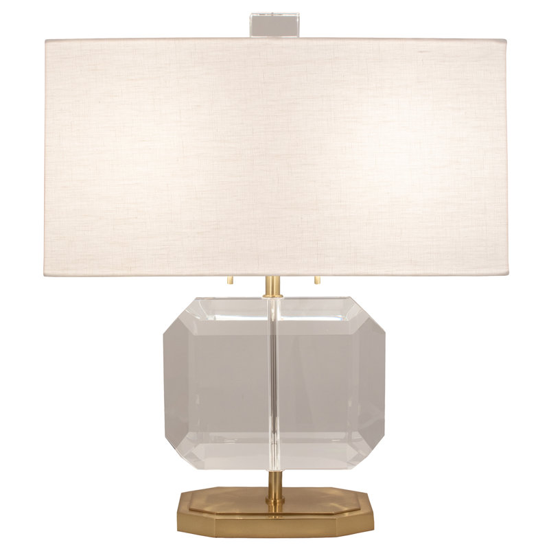 Jacqueline Table Lamp, Off White, Brass, Linen