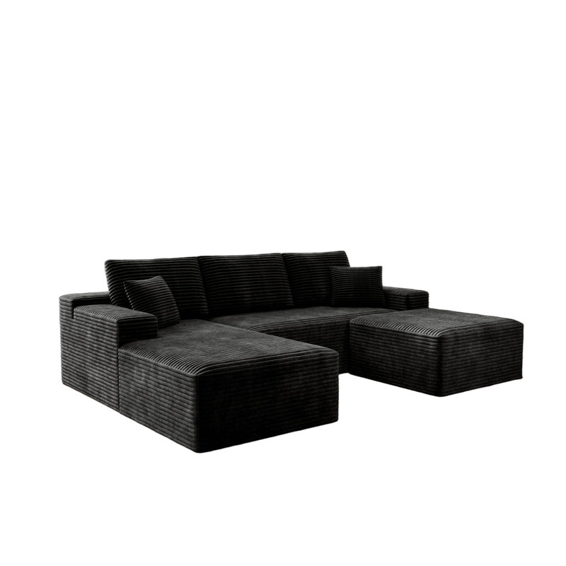 Canapé modulaire modulaire, canapé rembourré et comprimé pour salon, chambre à coucher, appartement, Noir