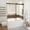 Porte de douche coulissante simple sans cadre de 56 à 60 po de largeur x 60 po de hauteur, verre trempé transparent de 1/4 po d'épaisseur, film antidéflagrant, rail tubulaire à poignée carrée en acier inoxydable, noir mat