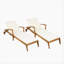 CHAISE Longe avec roulettes - fauteuil inclinable en bois d'acacia pour patio / jardin, avec coussin blanc de 2 pouces, dossier réglable à 4 positions, mobilier d'extérieur polyvalent