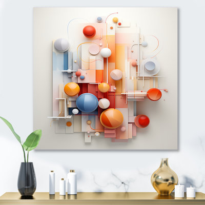 Orange et bleu cercles en harmonie I - art mural géométrique en métal