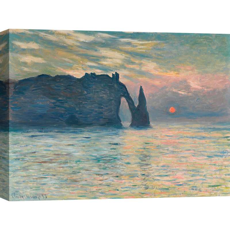 Sunrise at Etretat by Claude Monet - 1 Piece Wrapped Canvas Wall Art, 60cm H x 80cm W x 4cm D