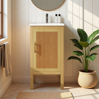 18" Freestranding Single Bathroom Vanity with Ceramic Top