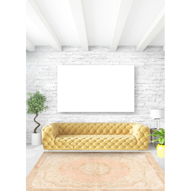 Tapis ivoire en laine noué à la main de conception unique 2000 pi 5 pi 3 po x 8 pi 9 po Odalyz