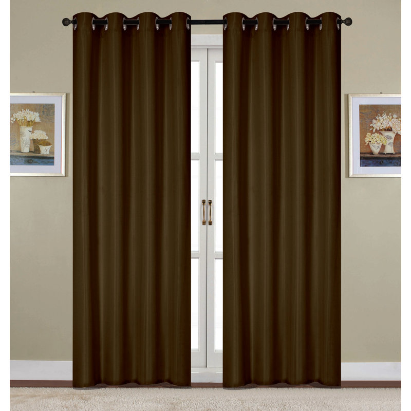 Monaca Semi-Sheer Window Curtain Panel with Grommets, Chocolate, 54" W x 90" L