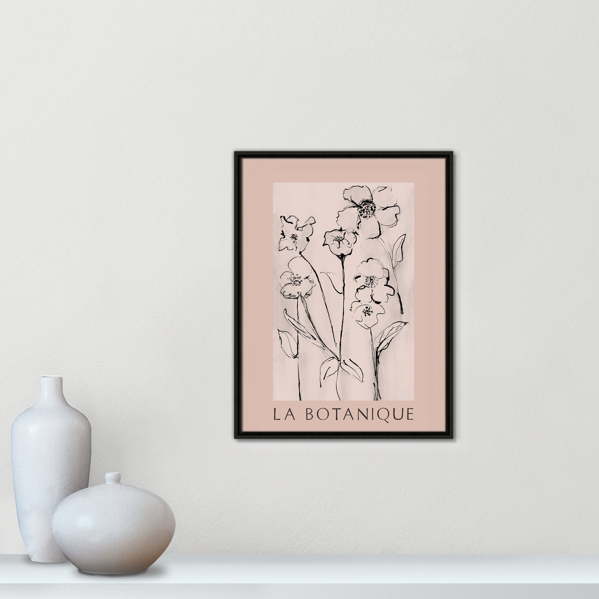 Botanical Poster Collection " La Botanique " by Susan Jill, Espresso Floater Frame, 25.5" H x 19.5" W x 2" D, No