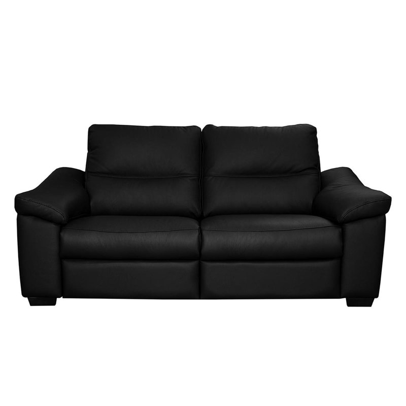 Edeltrudis Genuine Leather 2 Seater Reclining Sofa, Black, 100cm H x 175cm W x 95cm D