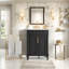 Meuble-lavabo 24 po avec lavabo intégré en céramique, meuble-lavabo simple avec 2 portes et meuble-lavabo simple pour petite et moyenne salle de bain-1162019327