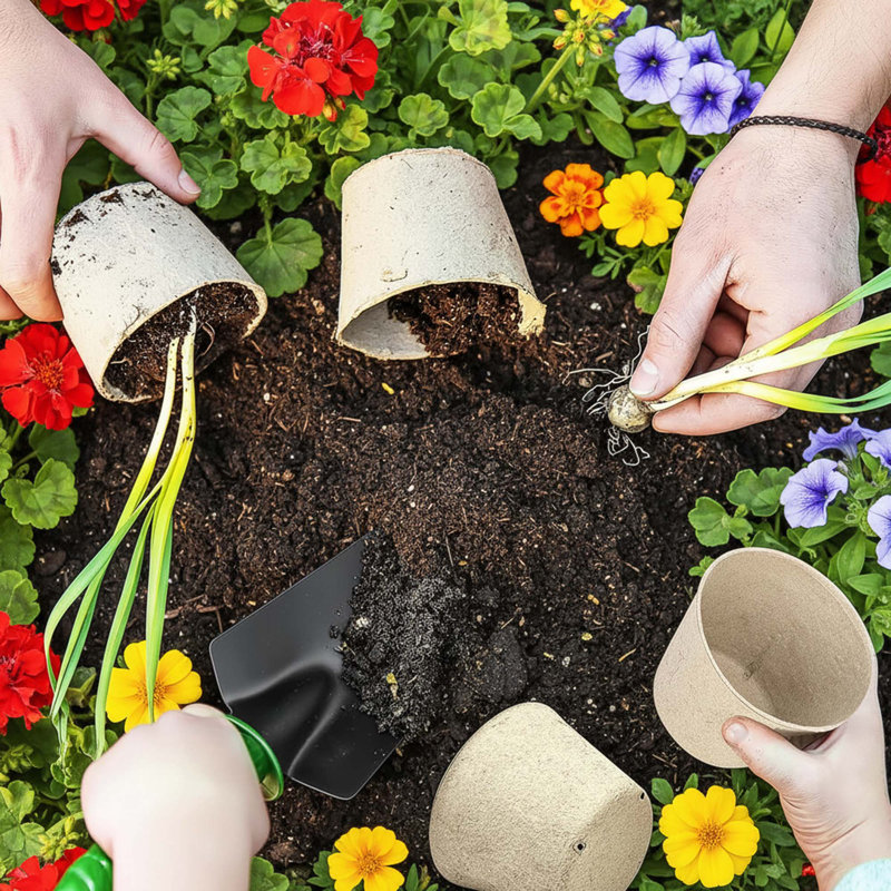 Round Peat Seedling Nursery Pots, 60 Pack, 4" With Drainage Holes, Includes 30 Plant Labels For Garden Use
