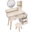 Meuble-lavabo élégant avec miroir et tabouret à DEL