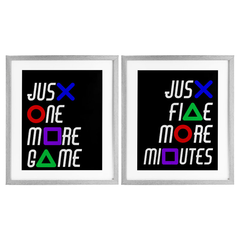 Ensemble de 2 jeux sous-verres Gamer, Cadre de ferme gris, H 21 po x l 17 po