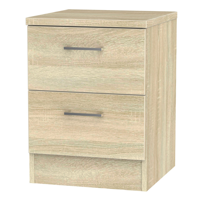 Fully Assembled Ingram 2 Drawer Bedside Table, Bardolino Oak