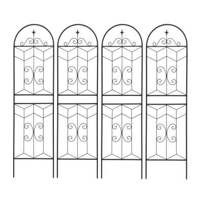 Rustproof Metal Garden Trellis Outdoor Climbing Plant Support Stylish Black Iron Design
