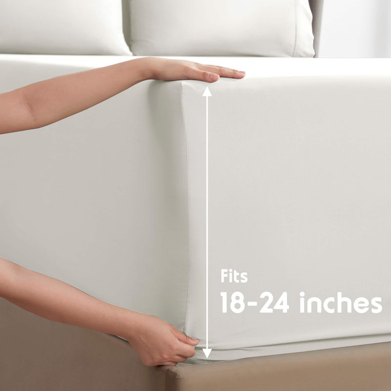 Luxury 6-Piece Double-Brushed Microfiber Deep Pocket Sheet Set – Fits Mattresses Up to 24”, Off White