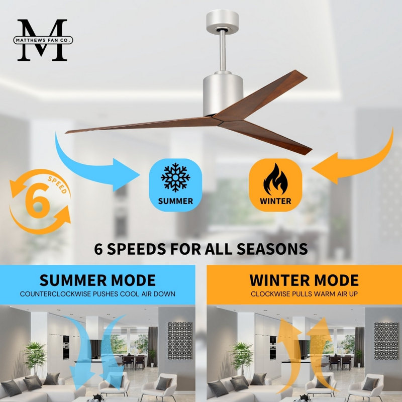 Eliza Outdoor Downrod Ceiling Fan, Walnut Tone, Brushed Nickel
