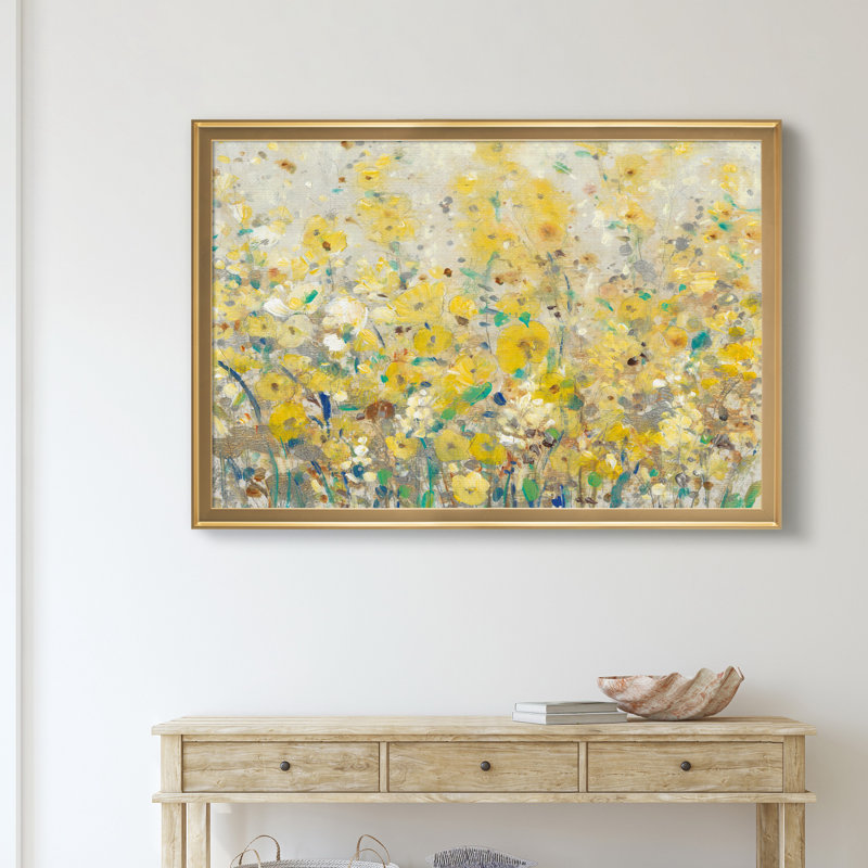 «Cheerful Garden I», reproduction d'art sur toile, H 18,5 po x l 24,5 po x P 1,5 po, Doré