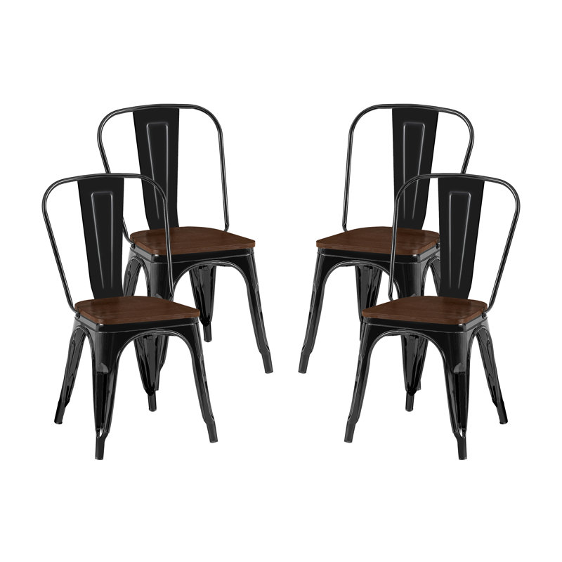Chaise de salle à manger Kalino, Noir très lustré, 4