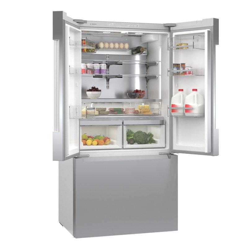 Bosch - 800 Series 36-Inch Smart 3-Door Counter-Depth Refrigerator With Recessed Handles, Anti-Fingerprint Exterior, Internal Water, Home Connect