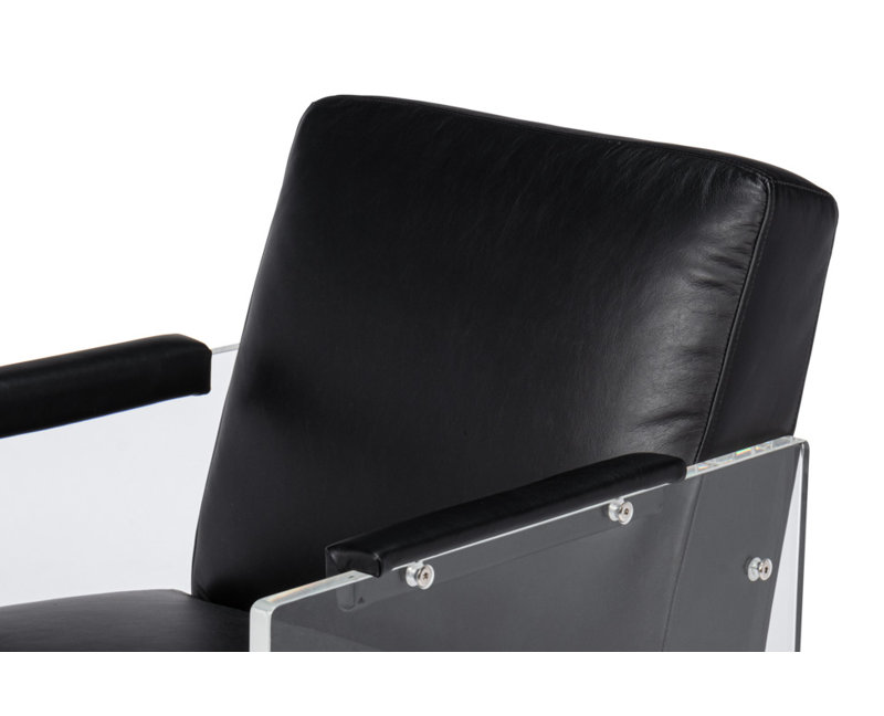 Holloway Leather Armchair, Black Genuine Leather