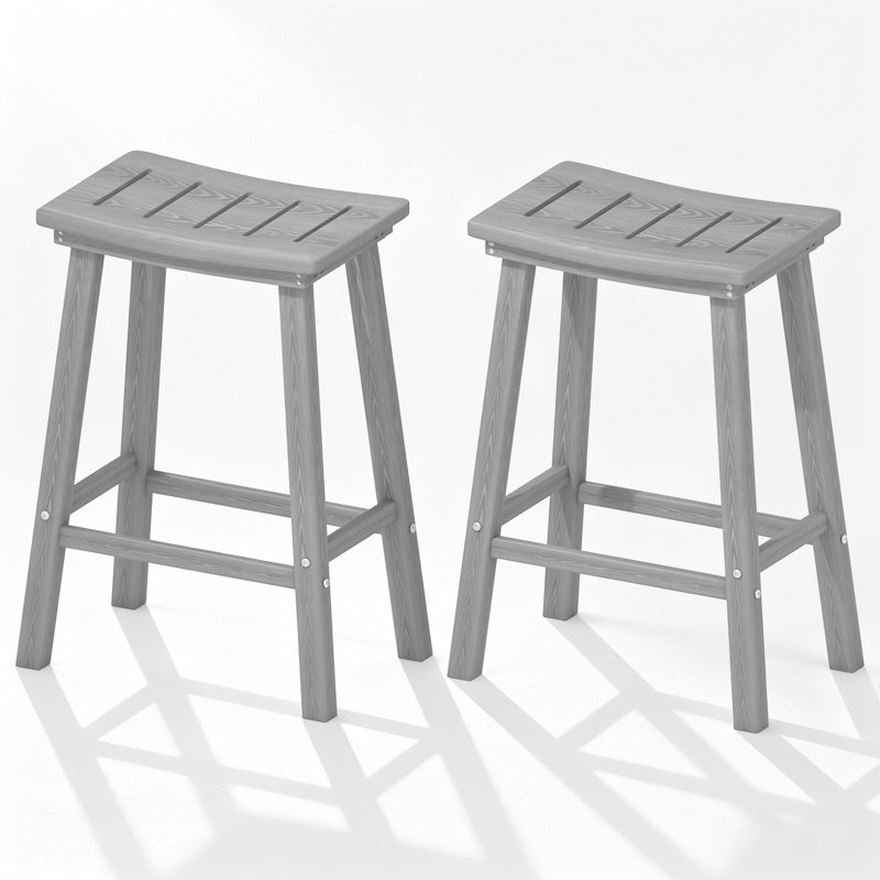 Tabouret de bar 24 po Hdpe Poly Lumber, 2, Gris, 24"
