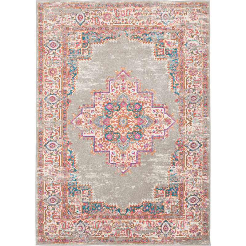 Tapis gris traditionnel Augusta, Rectangle 5 pi 3 po x 7 pi 3 po