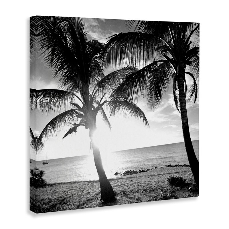 "Sunlit Palm Silhouettes", art mural par Susan Bryant, H 36 po x l 36 po