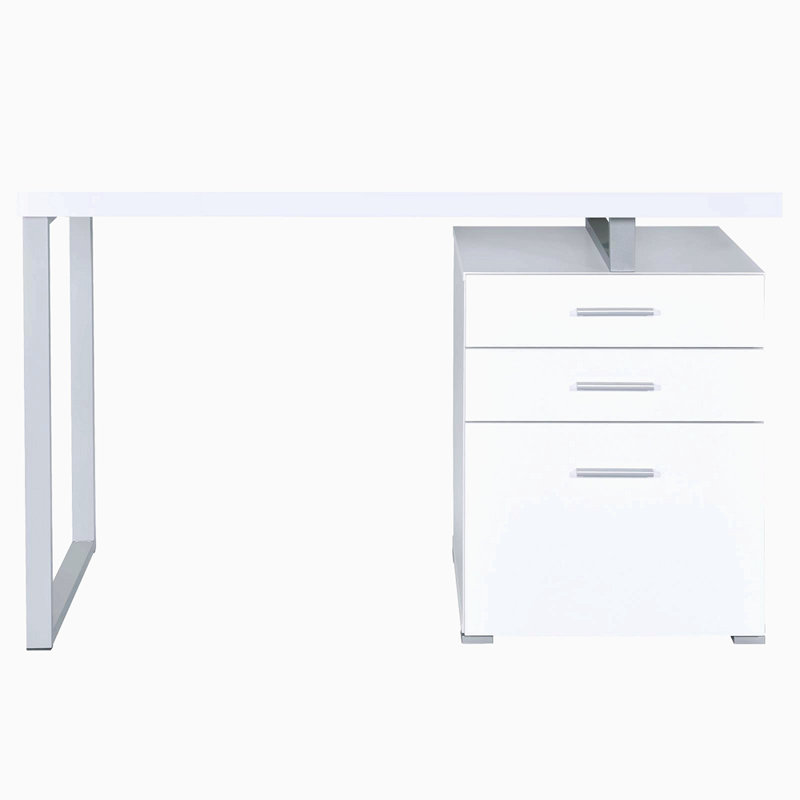 3-Drawer Reversible Office Desk, White