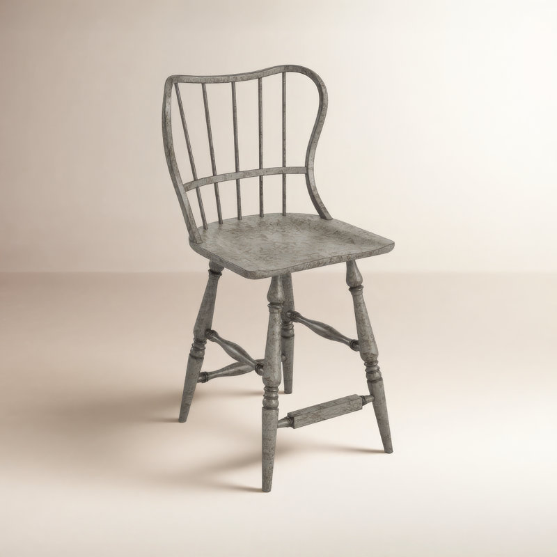 CiaoBella Chamberlain Spindle Back Stool, Speckled Gray, Counter Stool (24" Seat Height)
