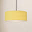 Luminaire suspendu extensible, abat-jour en lin moutarde, laiton patiné-126002920