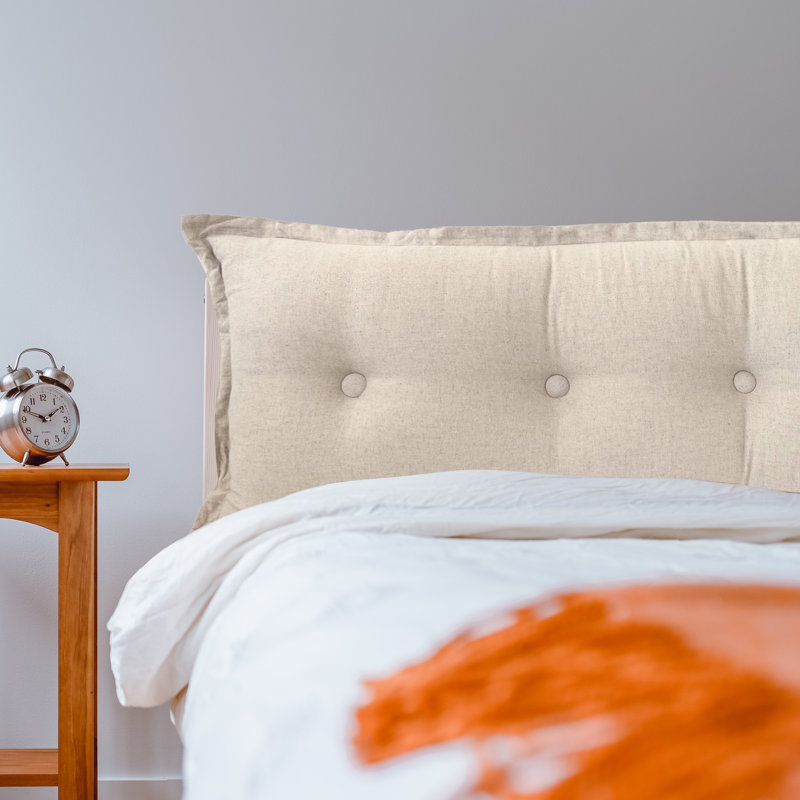 Button Tufted Headboard Decorative Back Support Side Sleeper Body Pillow, Natural Linen, 20" x 76"