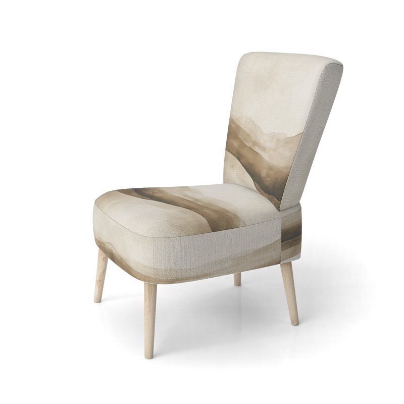 Abstract Minimalism Upholstered Chair - Soft Horizon in Beige I Side Chair, Side Chair Armless