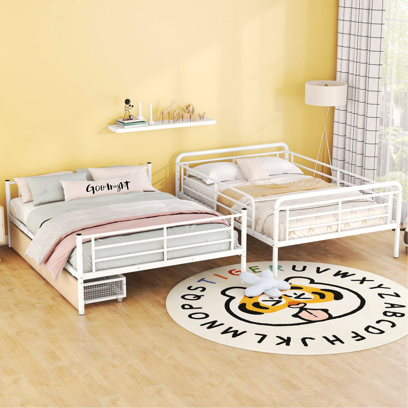 Anderer Metal Platform Storage Bed, White