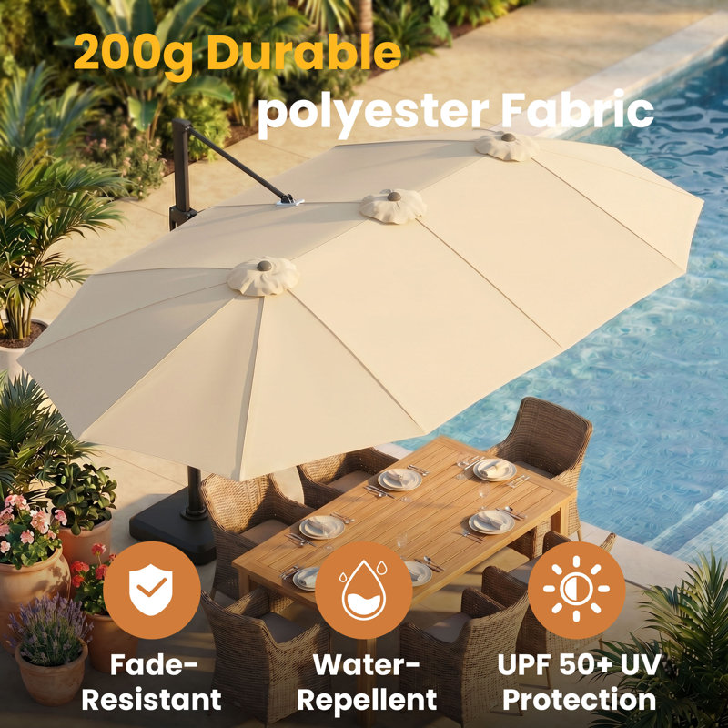 Parasol d'extérieur rectangulaire en porte-à-faux 155,5 "x 90,6", Beige