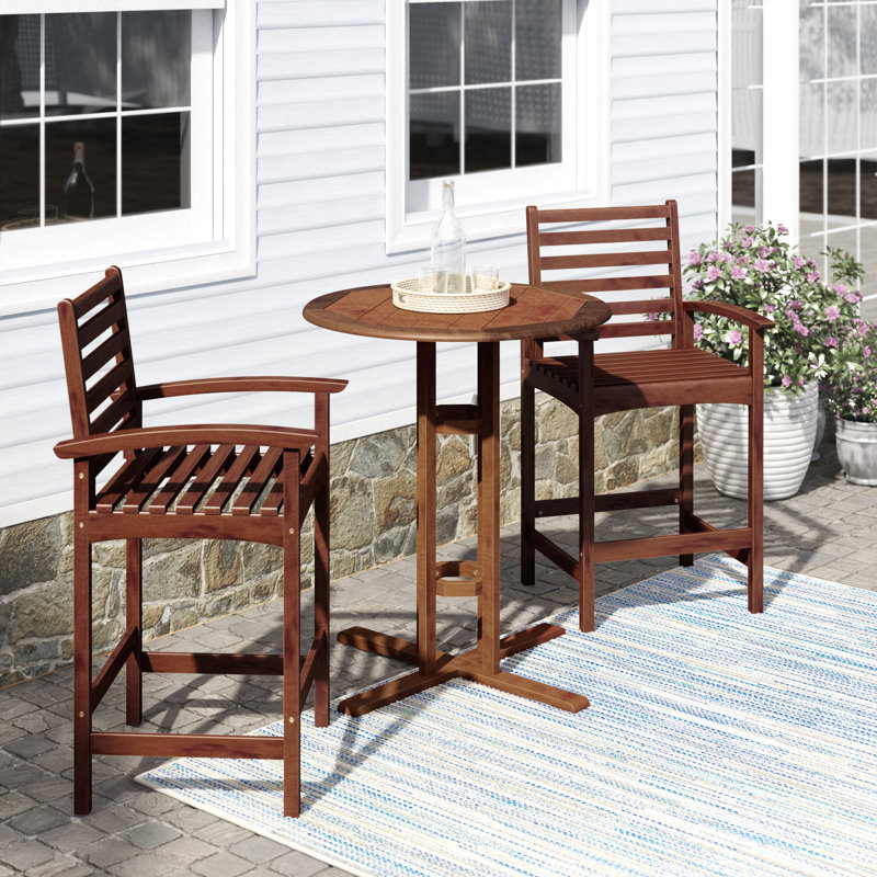 Appollonia 2 - Person Acacia Wood Patio Dining Set with Round Table