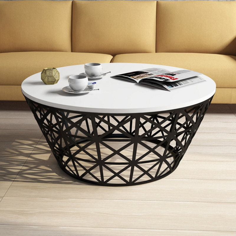 Tambour à cadre Carrold avec rangement, Blanc