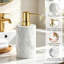 Ensemble de 3 accessoires de salle de bain en marbre naturel - Distributeur de savon, contenant à couvercle et porte-brosse à dents, pour comptoir de salle de bain, meuble-lavabo, salle d'eau