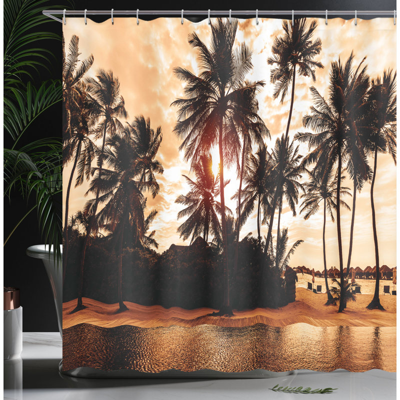 Beach Shower Curtain Set + Hooks, 70" H x 69" W